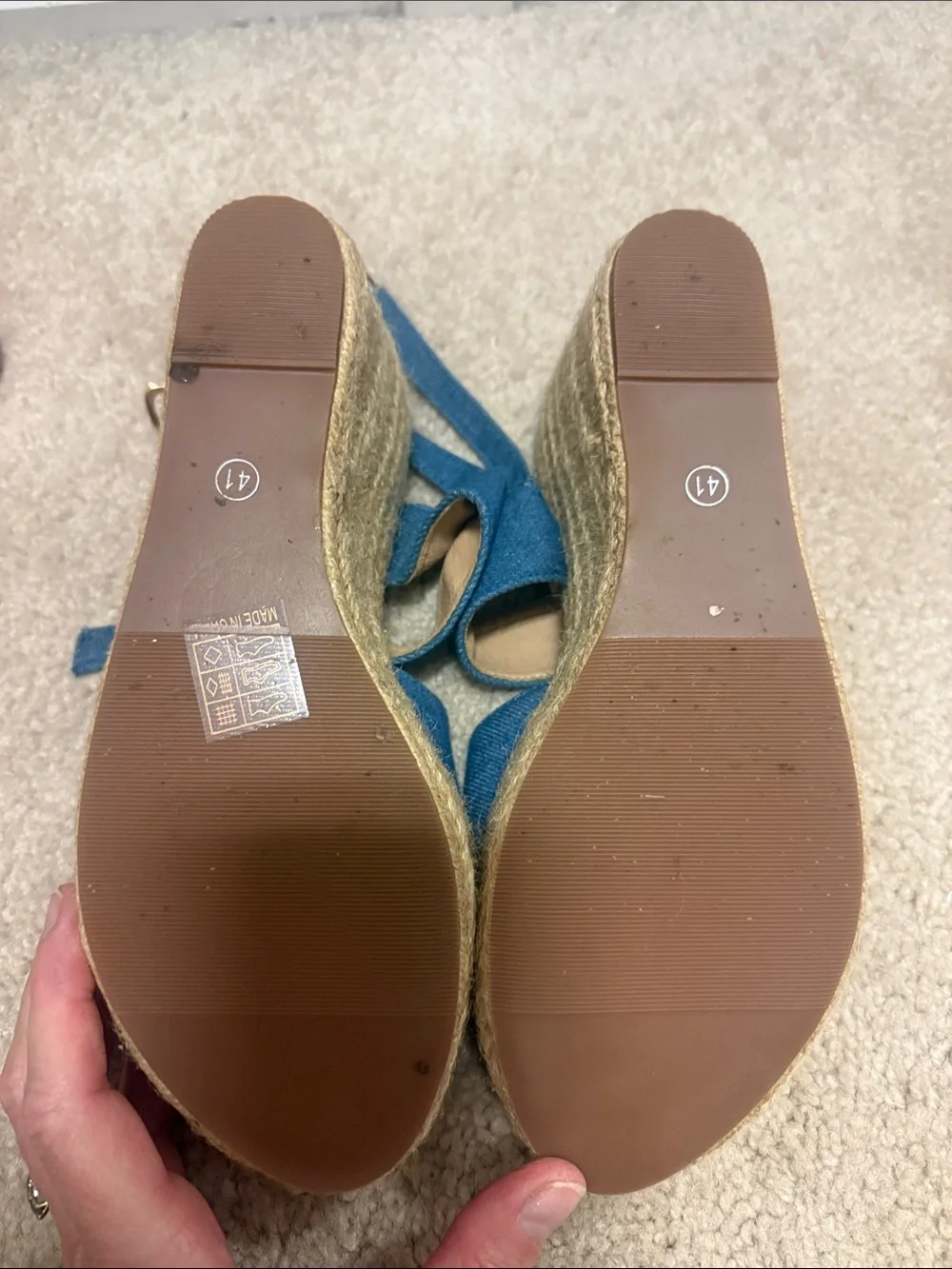 Blue Denim Espadrille Wedge Sandals